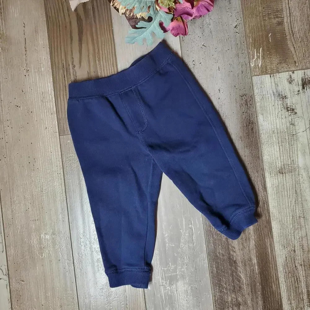 Gymboree 12-18m Baby Boy Navy Blue Fleece Lined Joggers EUC